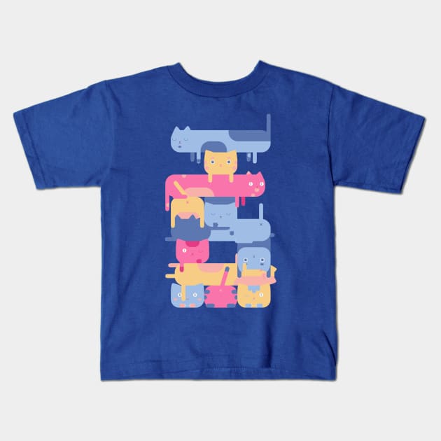 Stacked Cats Kids T-Shirt by BadOdds